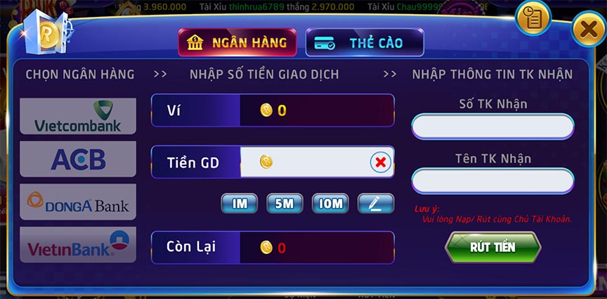 hướng dẫn rút tiền RikVIP Club