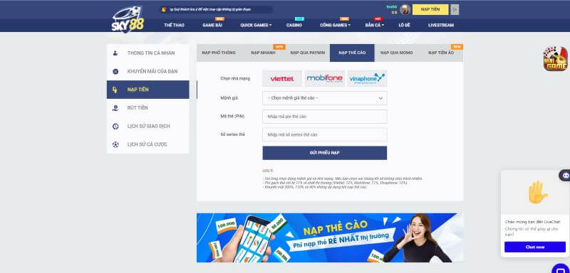 Sky88 - Giải đáp về thiên đường cá cược bóng đá cực uy tín - Update 12/2023 7 Hướng dẫn nạp tiền nhà cái Sky88