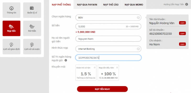 RED88 - Nhận thưởng không giới hạn cùng nhà cái uy tín - Update 12/2023 5 Cách nạp tiền tại nhà cái RED88