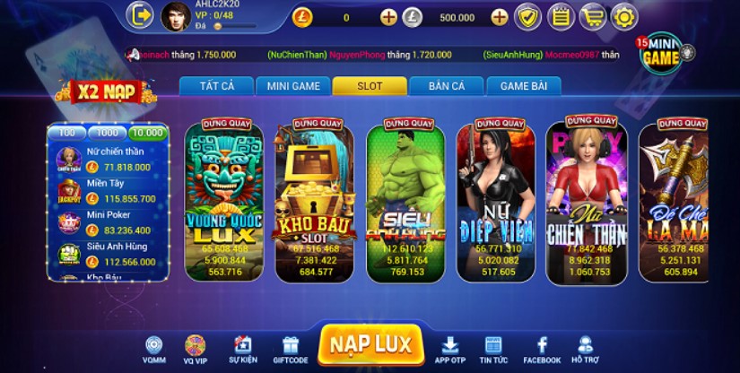 Kho game siêu khủng tha hồ lựa chọn tại Lux39